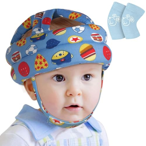 Vicloon Huvudskydd för baby, anti-kollision babyhjälm huvudskydd, babyhjälm, skyddshjälm, babyhuvudskydd, justerbar babyhjälm för småbarn lära sig springa, för 6 till 24 månader babyfotboll