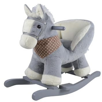 Chipolino Caballo balancín con Asiento, Marco de Madera, Asas de Madera, Base de Peluche, hasta 30 kg, Color