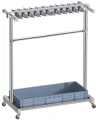 Support pour balai – Organiseur de fournitures de nettoyage en acier inoxydable avec design à roulettes et bassin d'eau pour garage, école ou jardin – Chariot de nettoyage au sol