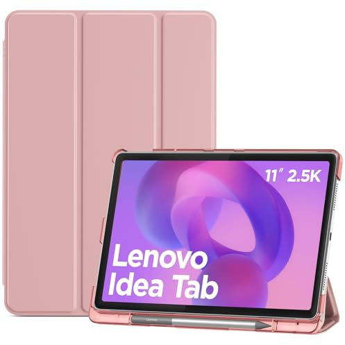 ProCase Funda para Lenovo Idea Tab 11 2025 TB-336ZU/TB-336FU, Funda Folio con Soporte para Lápiz, Carcasa Protectora Delgada con Soporte Trifold y Cubierta Trasera Translúcida - Rosa Claro