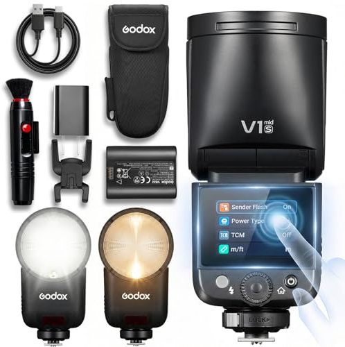 Godox V1 MID S for Sony 55W TTL Round Head Camera Flash, 1/80000s Sync