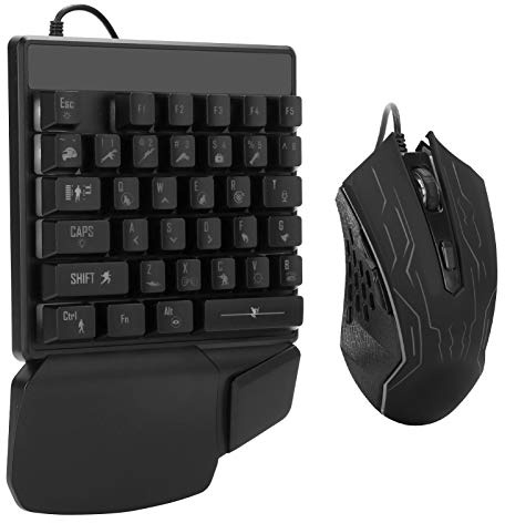 Greensen Enhandstangentbord Musset ABS-speltangentbord 35 Tangenter 7 Färgbakgrundsbelysning 6-knapps Kabelansluten USB för PC Laptop Mobile Tablet-spelare med Ergonomiskt Handledsstöd