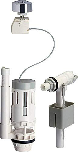 Edouard Rousseau - Ensemble Mécanisme de Chasse d’Eau Double Débit à Bouton Poussoir + Robinet Flotteur pour Réservoir WC - (3L/6L) - Anti Coup de Bélier, Anti Siphonage, Silencieux