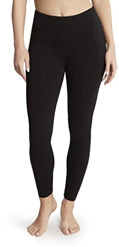 Jockey Damen Knöchellegging aus Baumwoll-Stretch, mit Seitentasche Leggings, Tiefschwarz, X-Groß