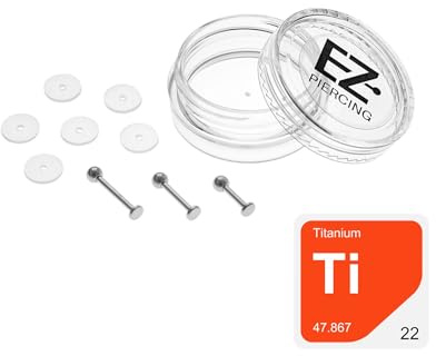 Titan Labret Piercing 3er SET für Helix Piercings und gegen Wildfleisch an Ohr Piercings und Lippenpiercings inkl. 6 Anti Wildfleisch Discs