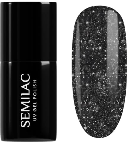SEMILAC Gel Nail Polish 394 Sparkling Midnight Date - Full Coverage Gel Polish - Soak Off Easy To Use LED/UV Nail Lamp - Long Lasting Manicure and Pedicure up to 3 weeks