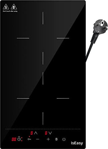 IsEasy Placa de inducción portátil, Cocina de inducción de una zona para picnic al aire libre, 2100 W, Vidrio negro (4400W)