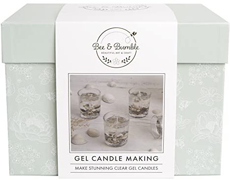 Bee & Bumble Gel Candle Making, Clear, Set of 4 Glasses & Shells, DIY, Art and Crafts, Wax, Unique Gift