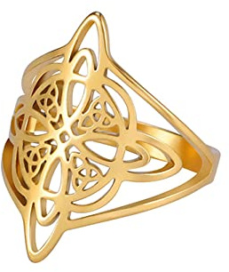 Bague nœud de sorcière pour femme en acier inoxydable chic élégant style géométrique sorcellerie celtique trinité amulette wiccan bijoux fête des mères cadeau d'anniversaire, 9, Acier inoxydable