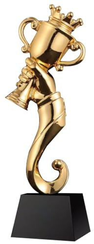 Pokale, Medaillen Auszeichnungen Goldene Trophäe Mit Krone Halten Ehrentrophäe Für Den Meister des Kreativwettbewerbs Trophäe Für Herausragende Mitarbeitergruppenauszeichnung