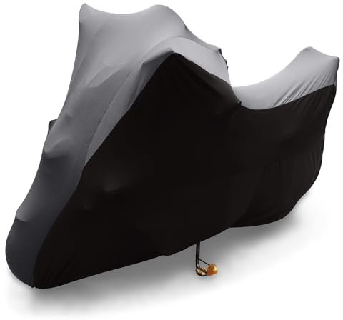 Asasytal Fundas para Motos, XXL XXXL Cubierta Interior de Motocicleta de Terciopelo Transpirable Protección contra el Polvo para Scooter Garaje Moto Show, Gris +Negro, 4XL (116 x 43 x 55 Pulgadas)
