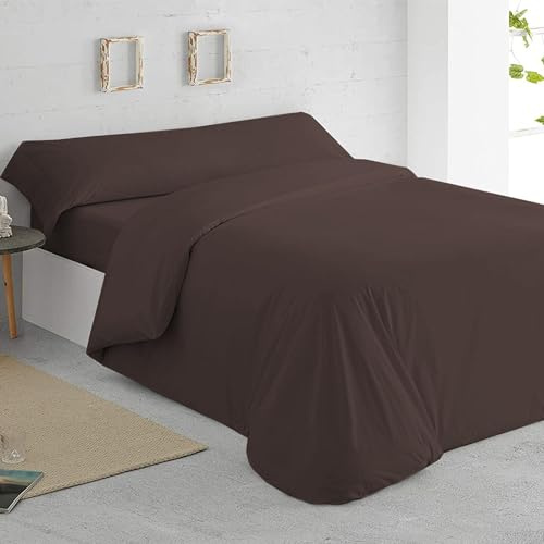 GREATOYAR Juego de Nórdica,Juego de Funda de Edredón, Set de 4 Piezas, 1 Funda Nórdica, 1 Sábana Bajera Ajustable, 2 Fundas de Almohadas, 100% Poliéster, Transpirable, para Cama 180cm, Marrón