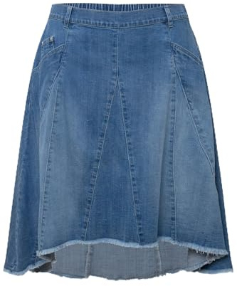 Ulla Popken Jupe en Jean avec Godets 832238, Bleu, 52 Femmes