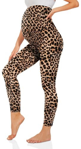 TNNZEET Umstandsleggings High Waist Umstandsmode Damen Umstandshose Schwangerschaft Leggings Lang für Yoga(Leopard,XL)