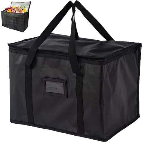 Food Delivery Bag, 50L Insulated Thermal Bag for Hot and Cold Food Delivery, Ideal for for Catering, Grocery Transport Large Thermal Bag for Food Delivery, Commercial Grade, Reusable(43 * 30 * 31CM)