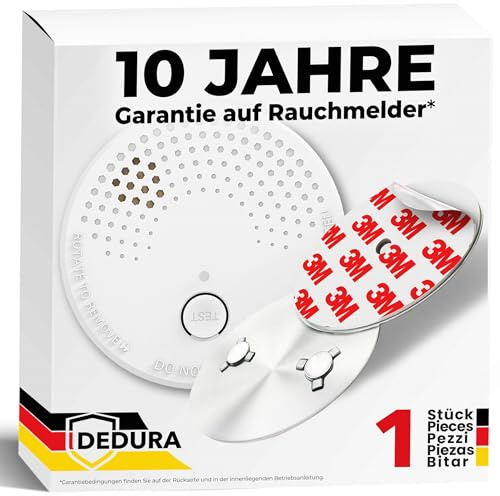 Rauchmelder mit Magnethalterung - Rauchmelder ohne Bohren und Schrauben mit 10 Jahre Garantie - Rauchmelder Magnethalter mit extra starken Klebepads