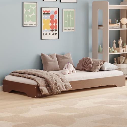 smartwood Barnsäng 90x200 cm med Ribbotten, av Furuträ, Marron, TILA 7