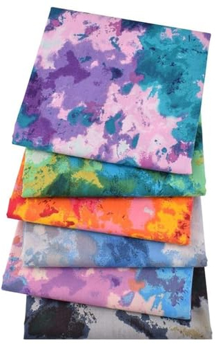 EXGOING 6 Pcs Batik Pattern Fat Quarters 50x50cm Cotton Pre-Washed Fabric Squares for Sewing