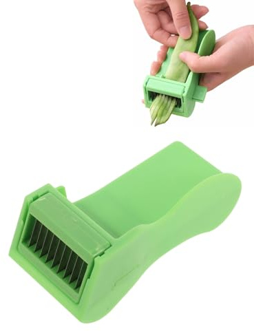 JIPUKE Runner Bean Slicer and Stringer UK,Mini Runner Bean Cutter, and Stringer for Vegetable, Manual Food Slicers, Multi-Functional Pepper Green Bean Slicers (Green)