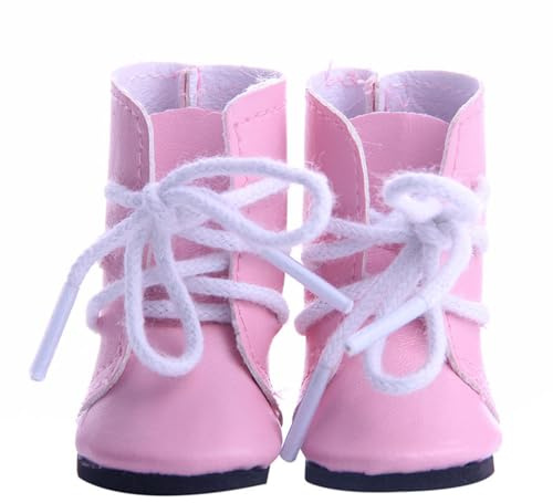 Codulu Dockskor för 11,5 tum amerikansk docka 30 cm flicka docka rosa snörning stövlar kostymtillbehör för 1/6 BJD docka