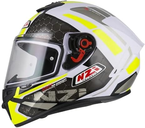 NZI Trendy ECE 22.05 - Casco Moto Integral Blanco Limon - Unisex Hombre y Mujer (L)
