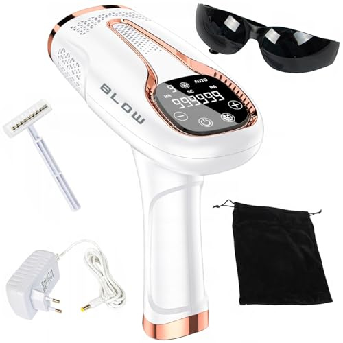 BLOW Ice Cool Epilatore IPL 9 livelli Dispositivo a luce pulsata Depilazione duratura 1.000.000 di flash Raffreddamento -6 °C Filtro UV Modalità automatica Contro la ricrescita Gambe Viso