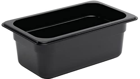 Vogue U467 Récipient Gastronorm en polycarbonate 1/4, capacité 2,4 L, 100 mm H x 162 mm l x 265 mm L Noir