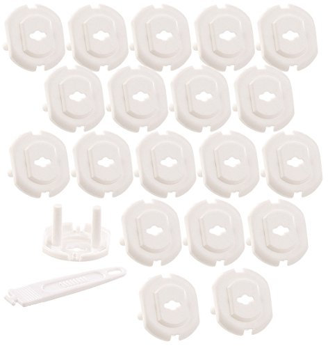 AGT Steckdosensicherung: 20er-Set Steckdosen-Kappen mit Schlüsseln, Schutz & Sicherung, weiß (Steckdosen Kindersicherung, Steckdosenabdeckung, Steckdosenleiste)
