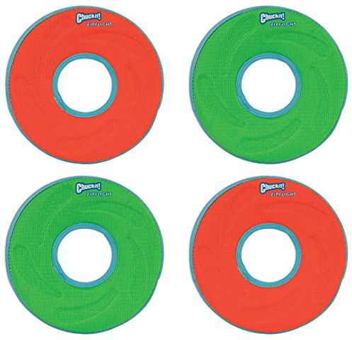 Chuckit Zipflight Amphibious Flying Ring - Assorted Small – 6 in. Diameter (4 Pack)
