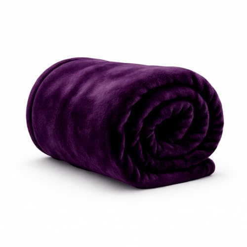 Rohi Plum Throw Blanket King Size 200x240cm | Super Soft & Warm Plush Fleece Throws For Sofas | Fluffy Blanket for Bed & Couch | Versatile & Lightweight Fleece Blanket for Adults