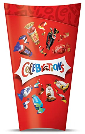 CELEBRATIONS - Boîte cadeau avec assortiment de minis chocolats SNICKERS, TWIX, MARS, MALTESERS, BOUNTY et autres - 280g