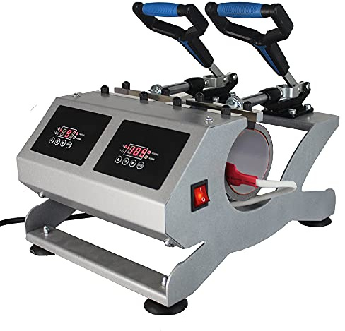 Mug Heat Press Machine Sublimation Double Station Cups Printing Machine with Two Switches Separated Time & Temperature Control CH1902