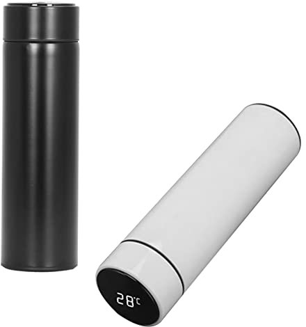 ciciglow Borraccia con display a LED per la temperatura, doppia parete isolata sottovuoto, bottiglia d'acqua intelligente in acciaio inox 304 e tazza da viaggio a prova di perdite per ufficio (nero)