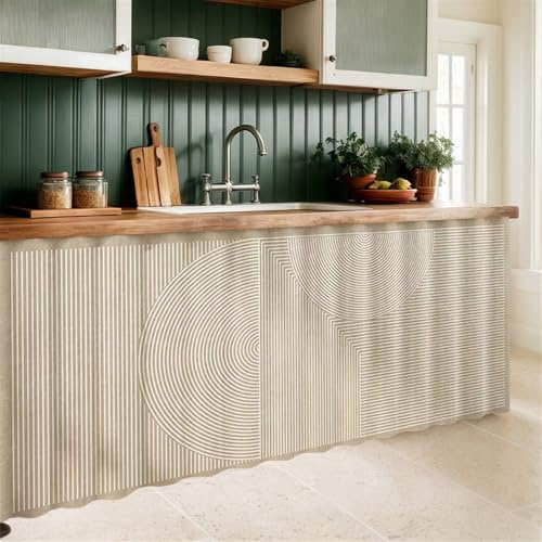 Liveinu Cortinas Cortas, Cortinas de Debajo del Fregadero, Cortina para Café, Cortinas de Puerta de Estilo nórdico, sombreado y ventilación, Beis 1, 100x70cm