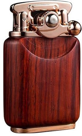 HESTAY Encendedor de Queroseno Hecho a Mano, Caja de Madera, mechero de Gasolina Antiguo con Llama Suave, colección Reutilizable a Prueba de Viento, Personalidad Decorativa, for papá y Marido