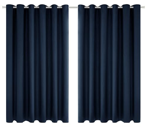 Deconovo Super Soft Solid Eyelet Thermal Insulated Blackout Curtains for Bedroom, 90 Width x54 Drop, 1 Pair, Navy Blue