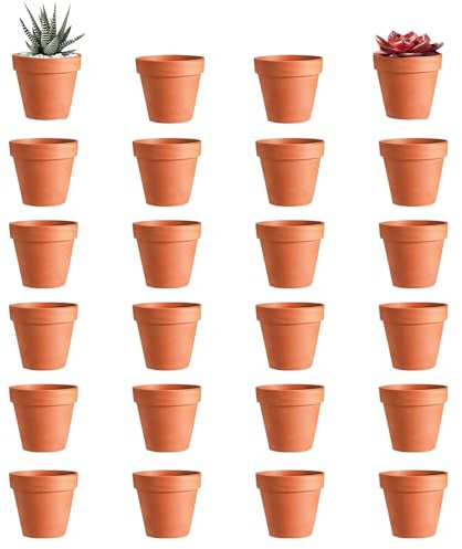 24 pcs Terre Cuite Mini Pots de Plante, 3 X 3.5 cm Pots de Fleurs Peinture Graffiti, avec Trou de Vidange, pour la Décoration
