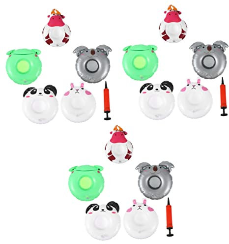 TOYANDONA 3juegos Soporte Inflable para Bebidas De PVC Diseño De Animales Flotador para Fiesta De Agua Conejo Vaca Koala Panda Rana Bomba De Mano
