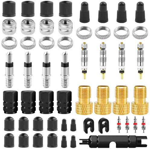 Samulee 39 PCS Fahrradventil, Fahrrad ventile, Ventilkappen Fahrrad Französisch, Schwalbe Click Valve, Ventilschlüssel, Französisches Ventil für Schwalbe Click Valve Umrüst Set Bicycle Valve
