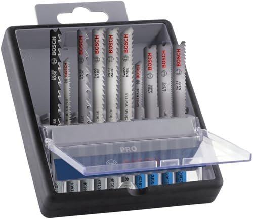 Bosch 10x Kit de lames de scie sauteuse PRO Wood and Metal, 10 pièces (pour Tôles en acier, Bois dur, Longueur 100 mm, Professional Accessoire Scie sauteuse)