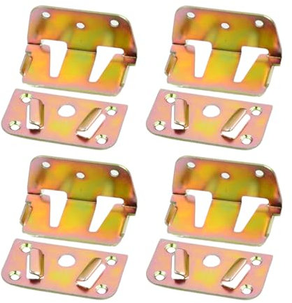 Conectores de Viga Central, Herrajes de Cama, Ganchos para Cama, Conectores de Ferretería para Camas de Madera, Soportes para barra de centro, Soportes de Conexión para Camas de Madera o Metal, 4 Set