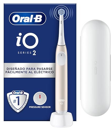 Oral-B iO 2 Spazzolino Elettrico Oral B, Rosa, 1 Testina Di Ricambio, 1 Custodia Da Viaggio, Supporto per testine, Spazzolino, Delicato sulle Gengive, Efficace sulla placca, Sensore di Pressione