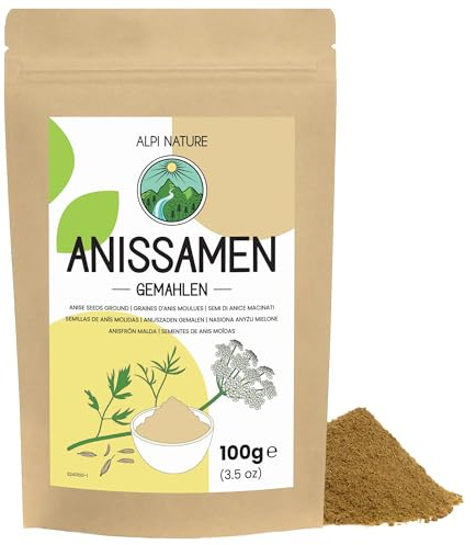 Alpi Nature Aniseed Powder 100g 3.5 oz, Ground Anise Seeds, Ground Aniseed Powder