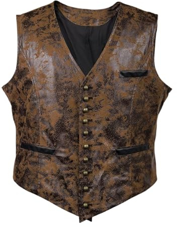 Bslingerie® Mens Steampunk Faux Leather Waistcoats Vest