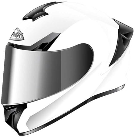 SMK Typhoon Blanco, Casco de Moto Integral con Visor Solar Interior, Unisex Helmets Hombre y Mujer, Homologado 22.06 (L)