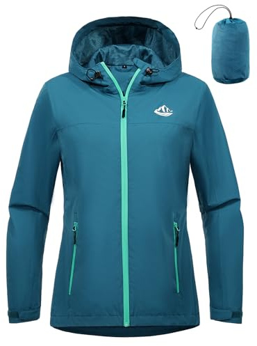 heekpek Veste Imperméable Femme mi Saison Compacte Manteau Vestes de Pluie Légère Parka Coupe Vent à Capuche Automne Blouson d'Extérieur Softshell Printemps pour Camping Randonnée