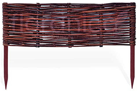 Floranica 1 Stück Beetbegrenzung aus Weide 30 cm x 40 cm Rasenkante aus Weidengeflecht Beeteinfassung Rasenkante Beetzaun Weidenzaun Palisade Abtrennung von Blumenbeetwegen Gartenbeeten