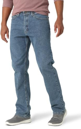 Wrangler Authentics Men's Comfort Flex Waist Relaxed Fit Jean, Light Stonewash, 36W x 30L