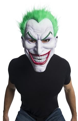 Rubie's Rubies Mashera Joker PVC con capelli per adulti, Accessori, Complemento da costume, Taglia Unica, Unisex, Ufficiale DC Comics per Halloween, Feste e cosplay