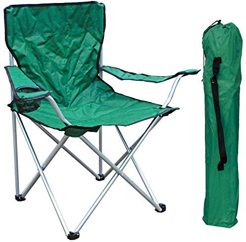 Mojawo Anglersessel Campingstuhl Faltstuhl Anglerstuhl Regiestuhl Grün mit Getränkehalter und Tasche belastbar bis 120kg